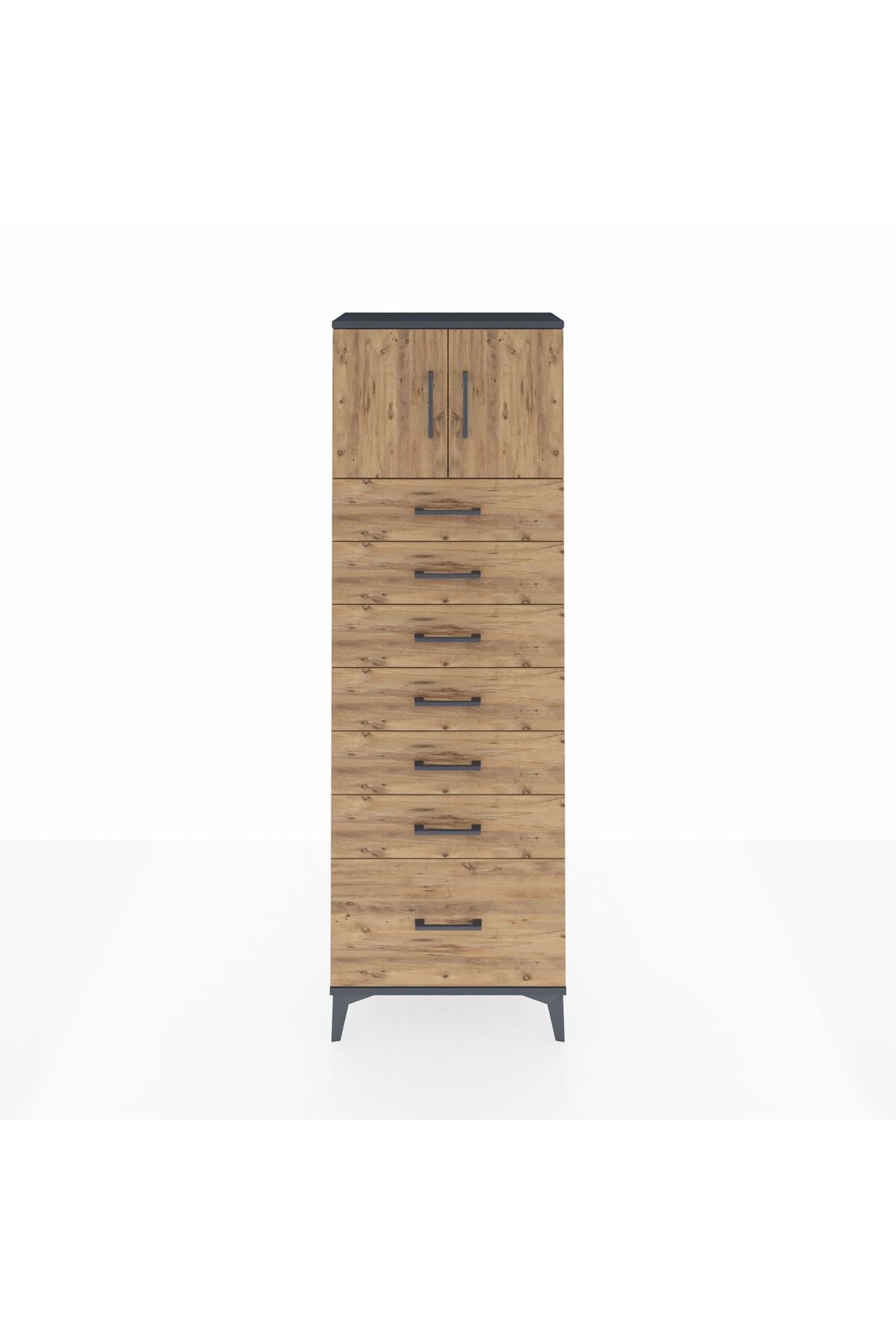 Arges Dolap Tek Raflı 7 Çekmeceli 2 Kapaklı 60x30x182 - S23M010V6A