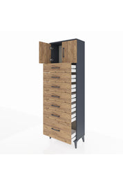 Arges Dolap Tek Raflı 7 Çekmeceli 2 Kapaklı 60x30x182 - S23M010V6A