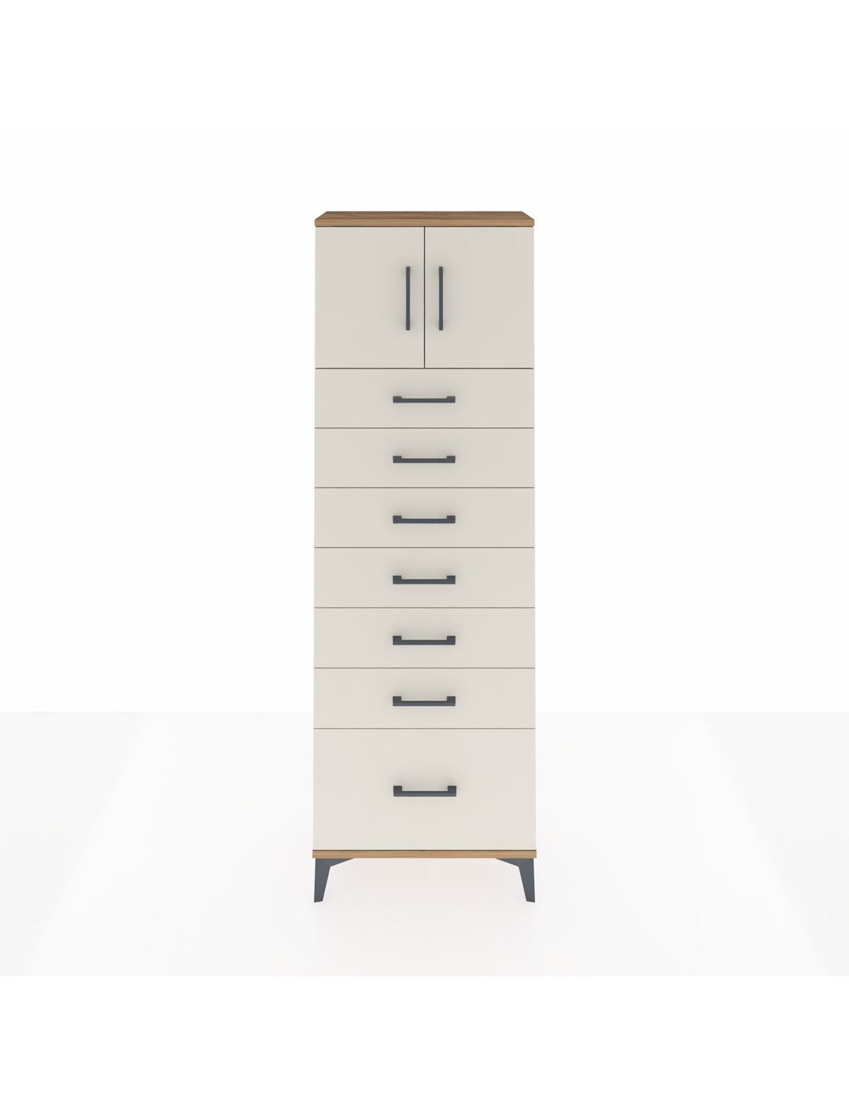 Arges Dolap Tek Raflı 7 Çekmeceli 2 Kapaklı 60x30x182 - S23M010V7A