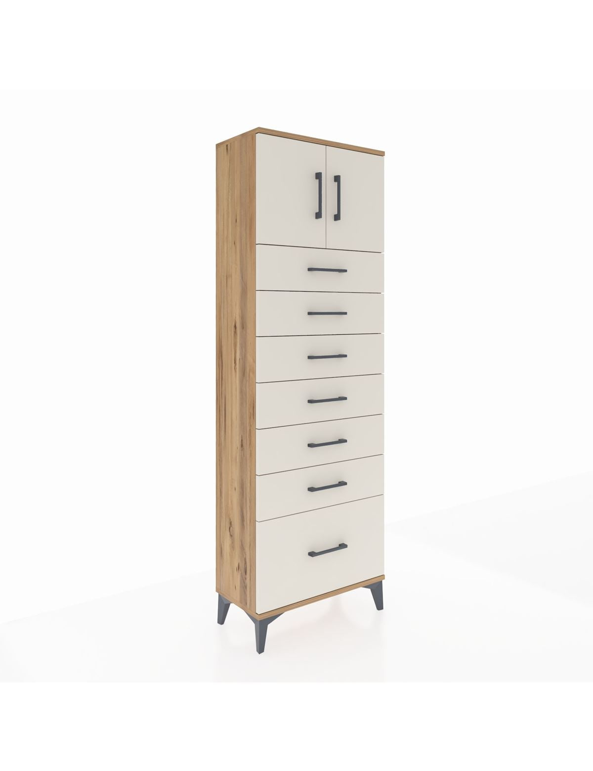 Arges Dolap Tek Raflı 7 Çekmeceli 2 Kapaklı 60x30x182 - S23M010V7A