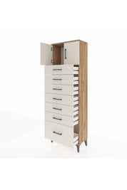 Arges Dolap Tek Raflı 7 Çekmeceli 2 Kapaklı 60x30x182 - S23M010V7A