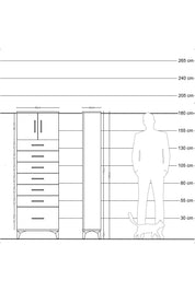 Arges Dolap Tek Raflı 7 Çekmeceli 2 Kapaklı 60x30x182 - S23M010V7A