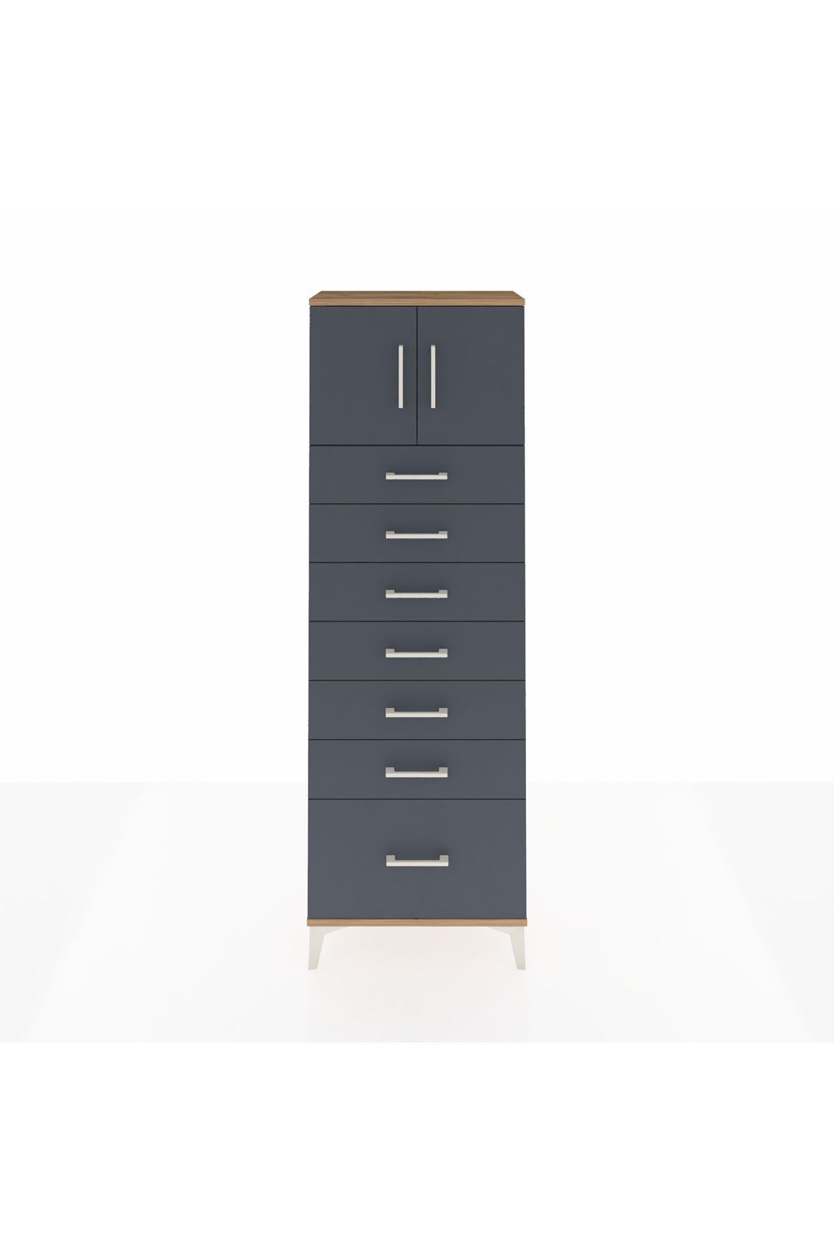 Arges Dolap Tek Raflı 7 Çekmeceli 2 Kapaklı 60x30x182 - S23M010V8A