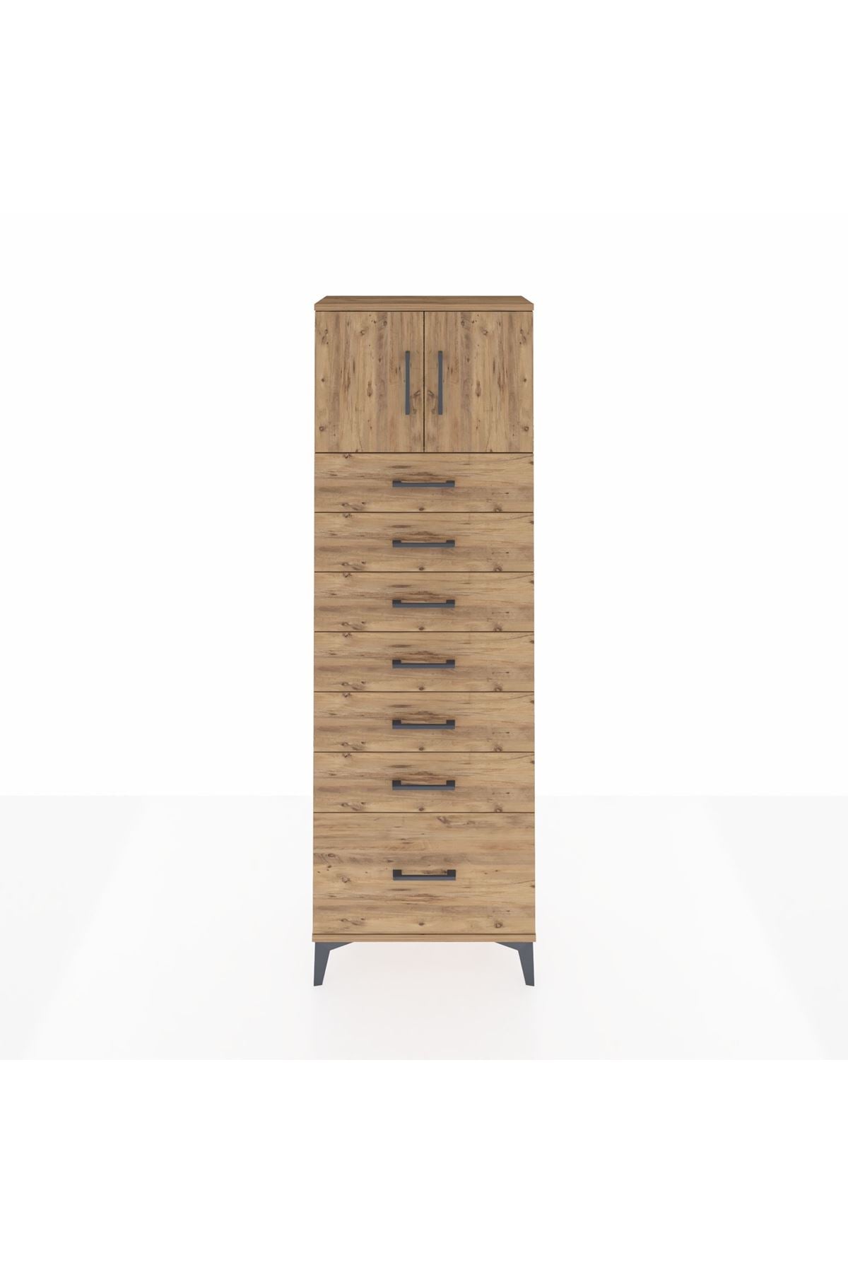 Arges Dolap Tek Raflı 7 Çekmeceli 2 Kapaklı 60x30x182 - S23M010V9A
