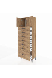 Arges Dolap Tek Raflı 7 Çekmeceli 2 Kapaklı 60x30x182 - S23M010V9A
