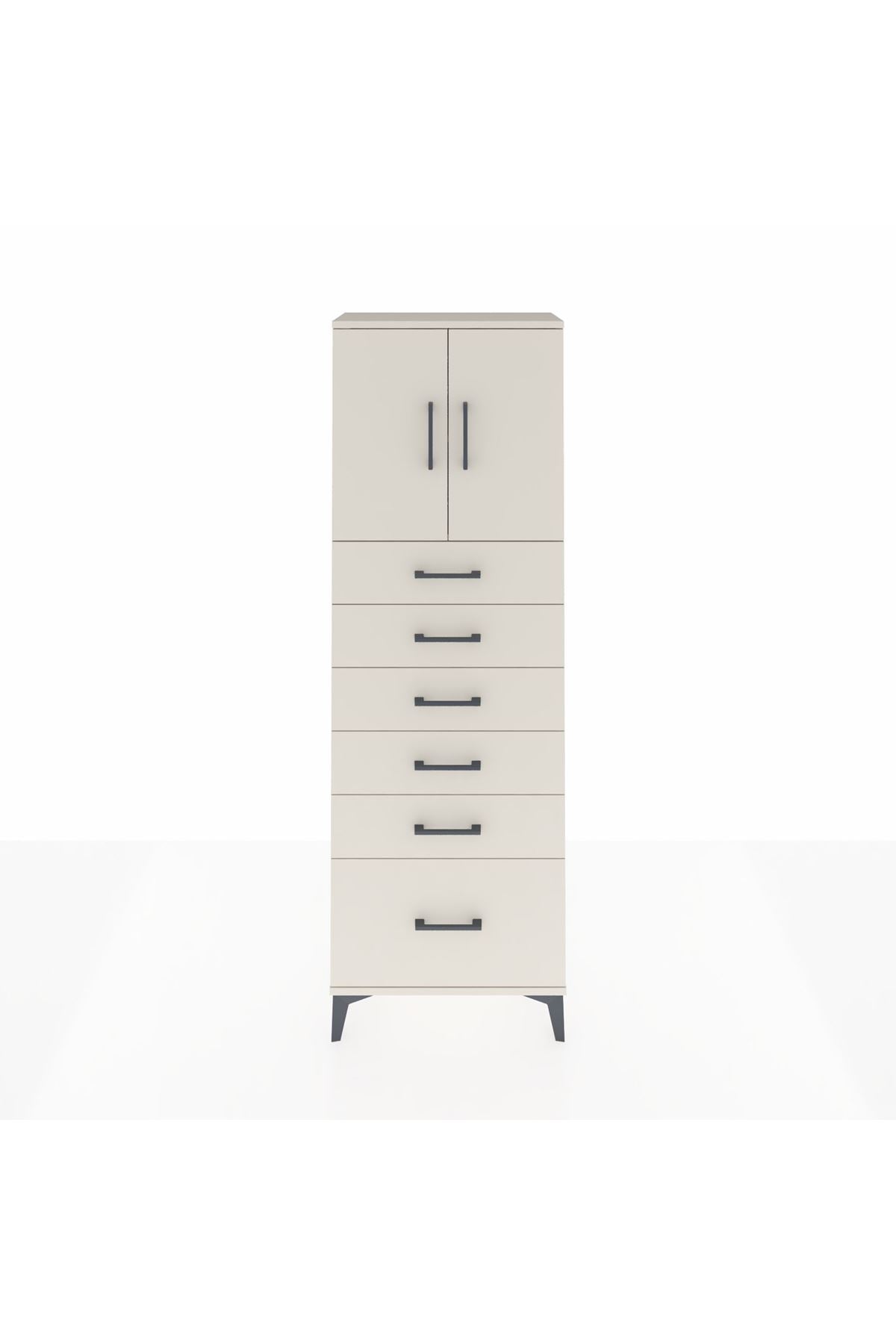 Arges Dolap 2 Raflı 6 Çekmeceli 2 Kapaklı 60x30x182 - S23M011V1A