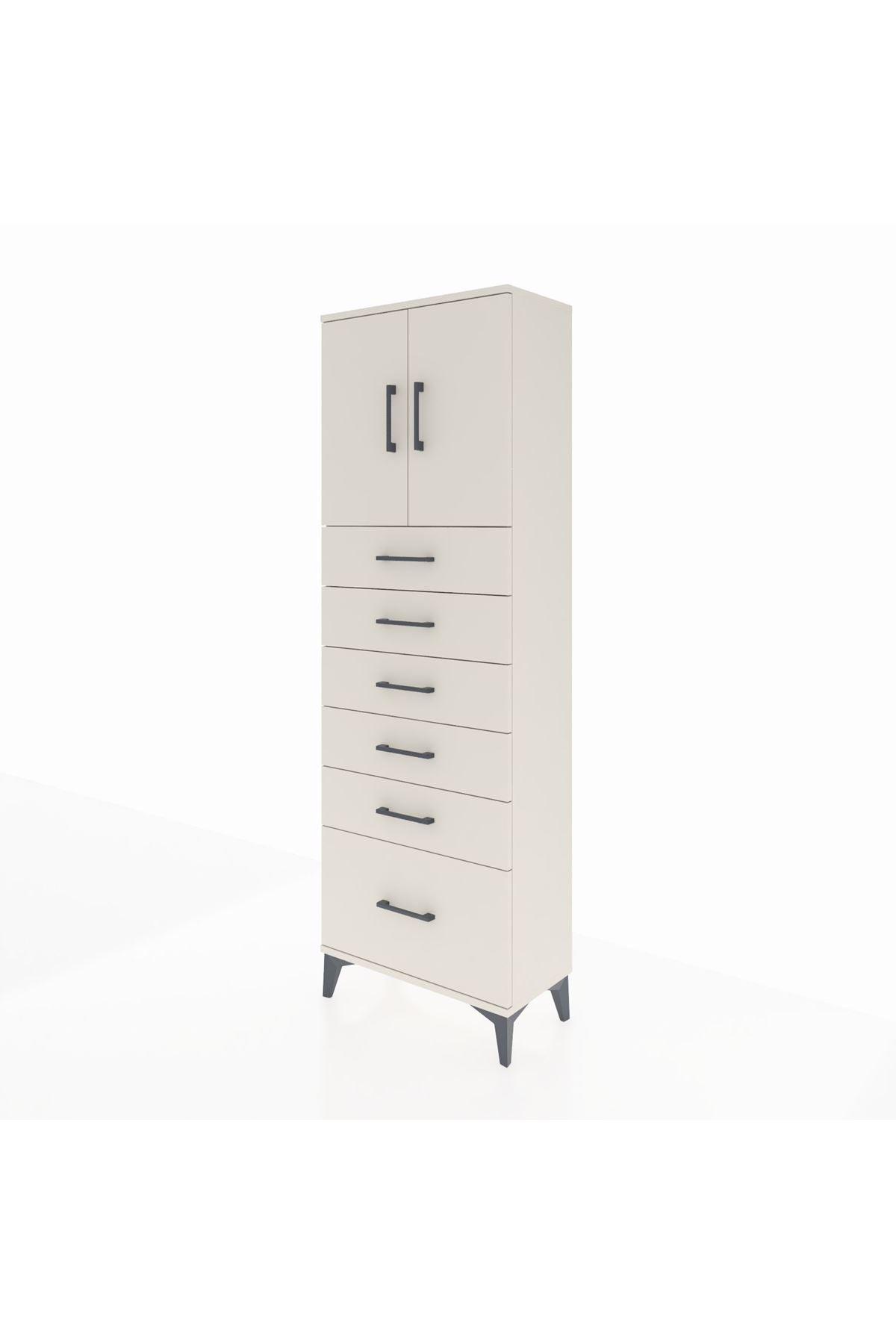 Arges Dolap 2 Raflı 6 Çekmeceli 2 Kapaklı 60x30x182 - S23M011V1A