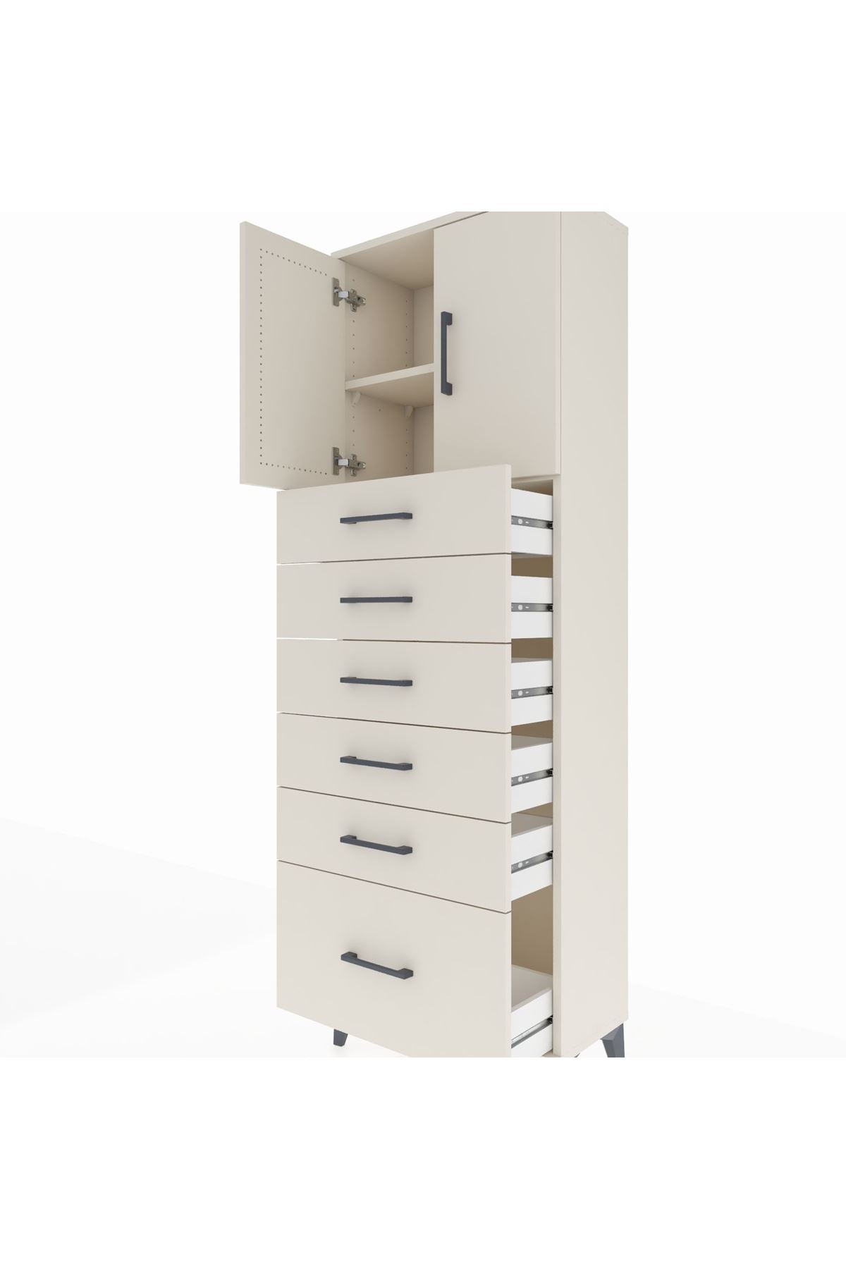 Arges Dolap 2 Raflı 6 Çekmeceli 2 Kapaklı 60x30x182 - S23M011V1A