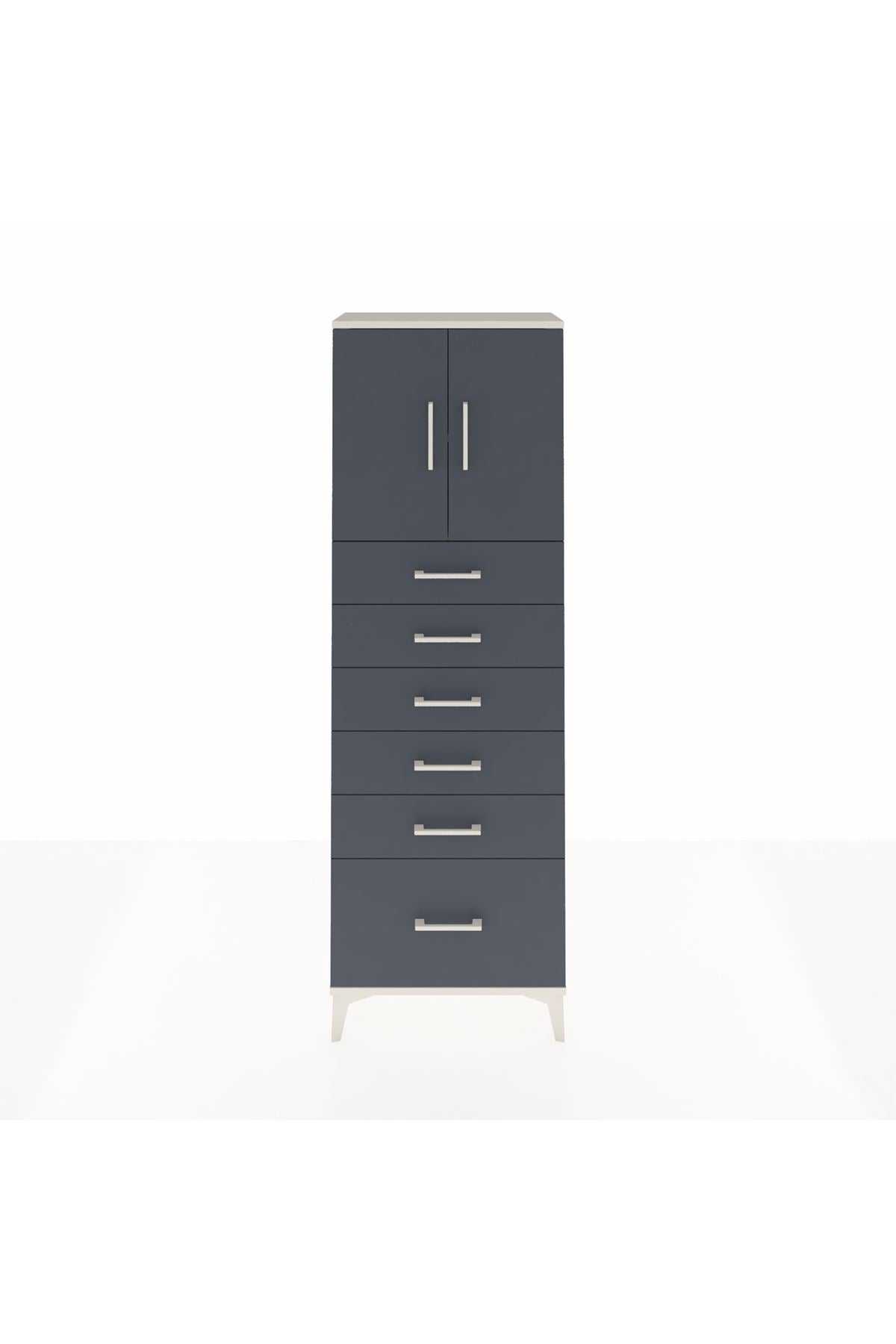 Arges Dolap 2 Raflı 6 Çekmeceli 2 Kapaklı 60x30x182 - S23M011V2A