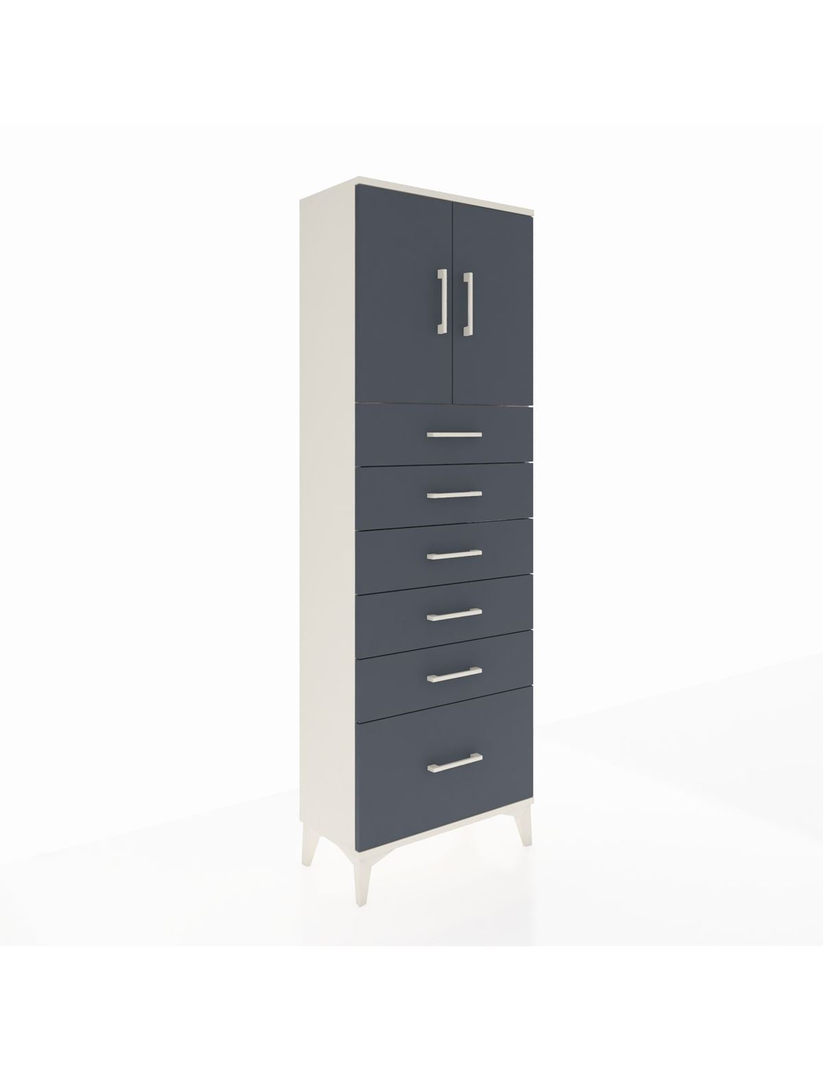 Arges Dolap 2 Raflı 6 Çekmeceli 2 Kapaklı 60x30x182 - S23M011V2A