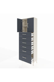 Arges Dolap 2 Raflı 6 Çekmeceli 2 Kapaklı 60x30x182 - S23M011V2A
