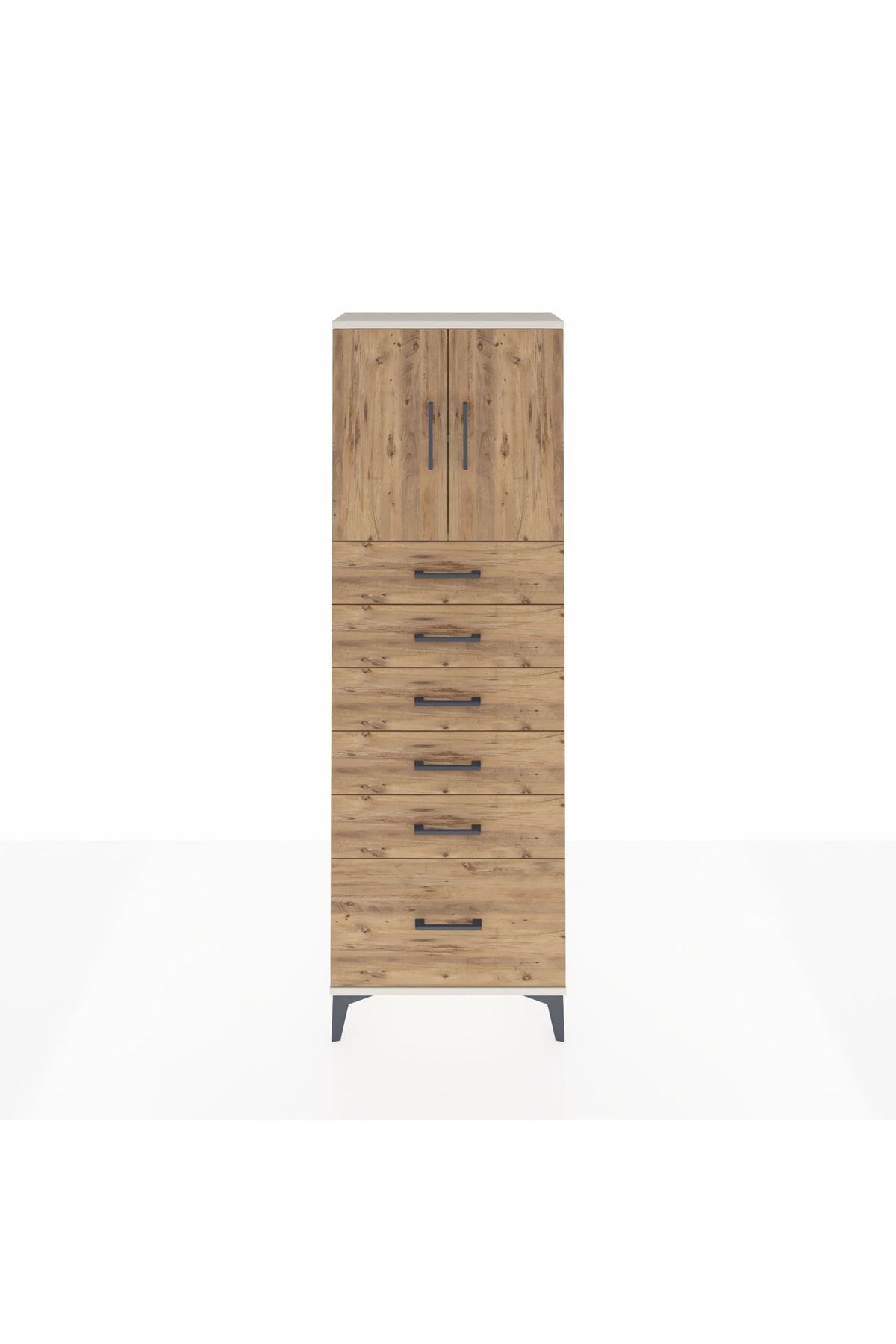 Arges Dolap 2 Raflı 6 Çekmeceli 2 Kapaklı 60x30x182 - S23M011V3A