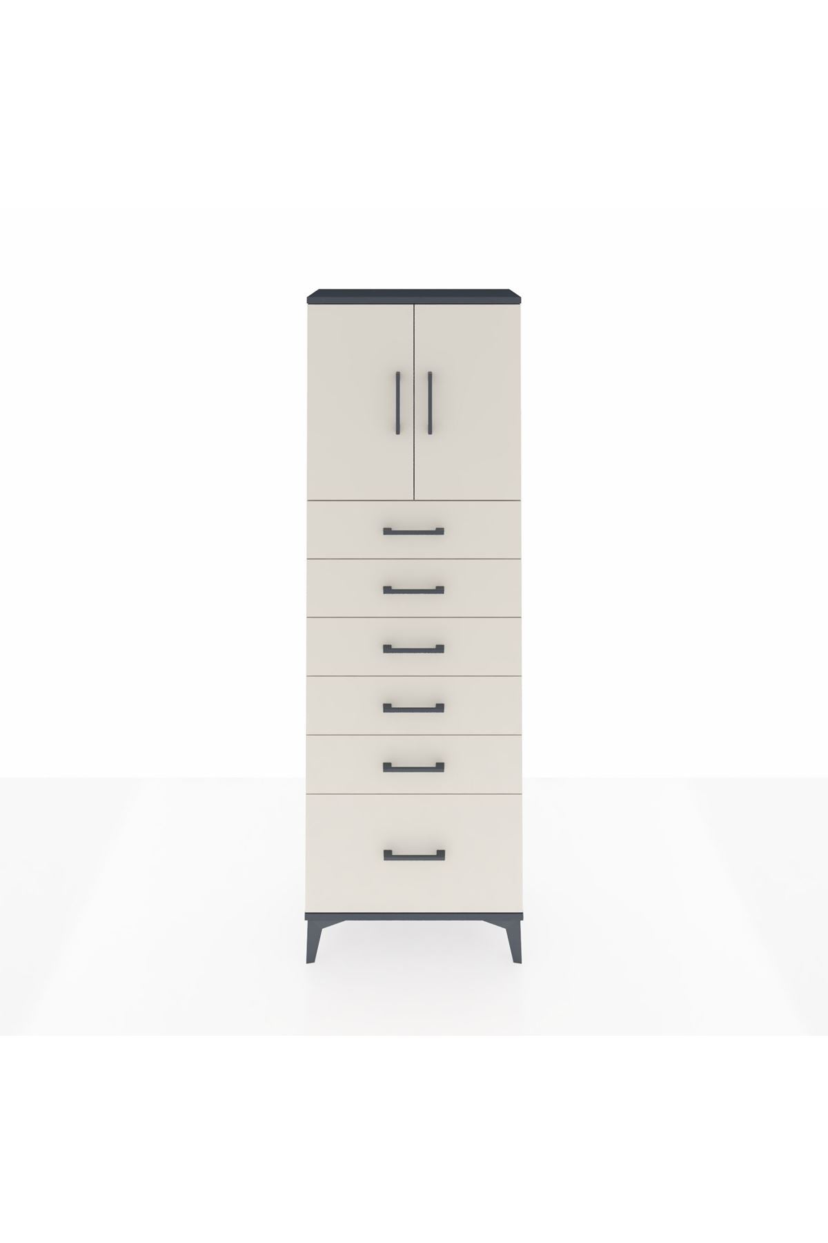 Arges Dolap 2 Raflı 6 Çekmeceli 2 Kapaklı 60x30x182 - S23M011V4A