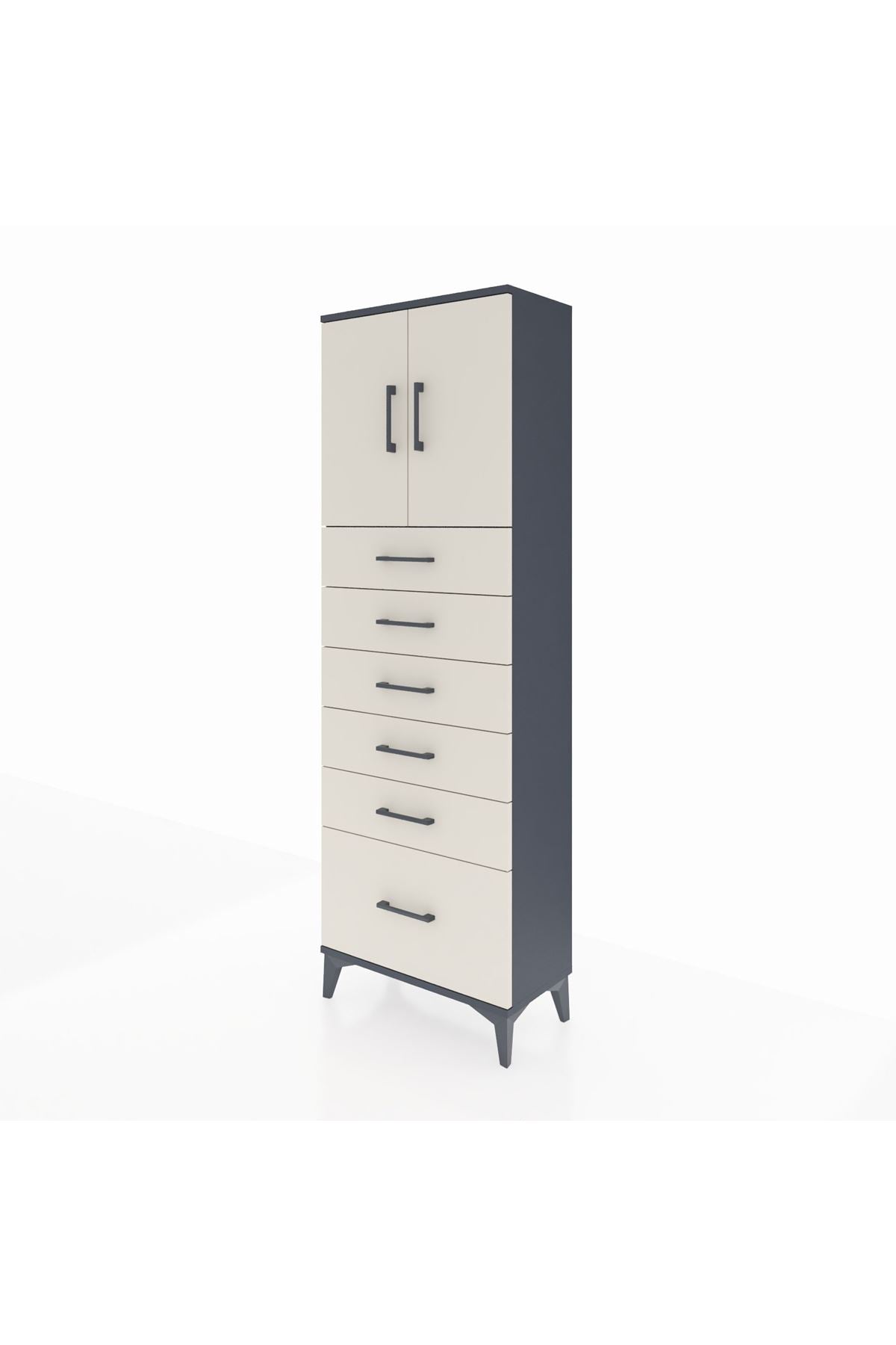 Arges Dolap 2 Raflı 6 Çekmeceli 2 Kapaklı 60x30x182 - S23M011V4A
