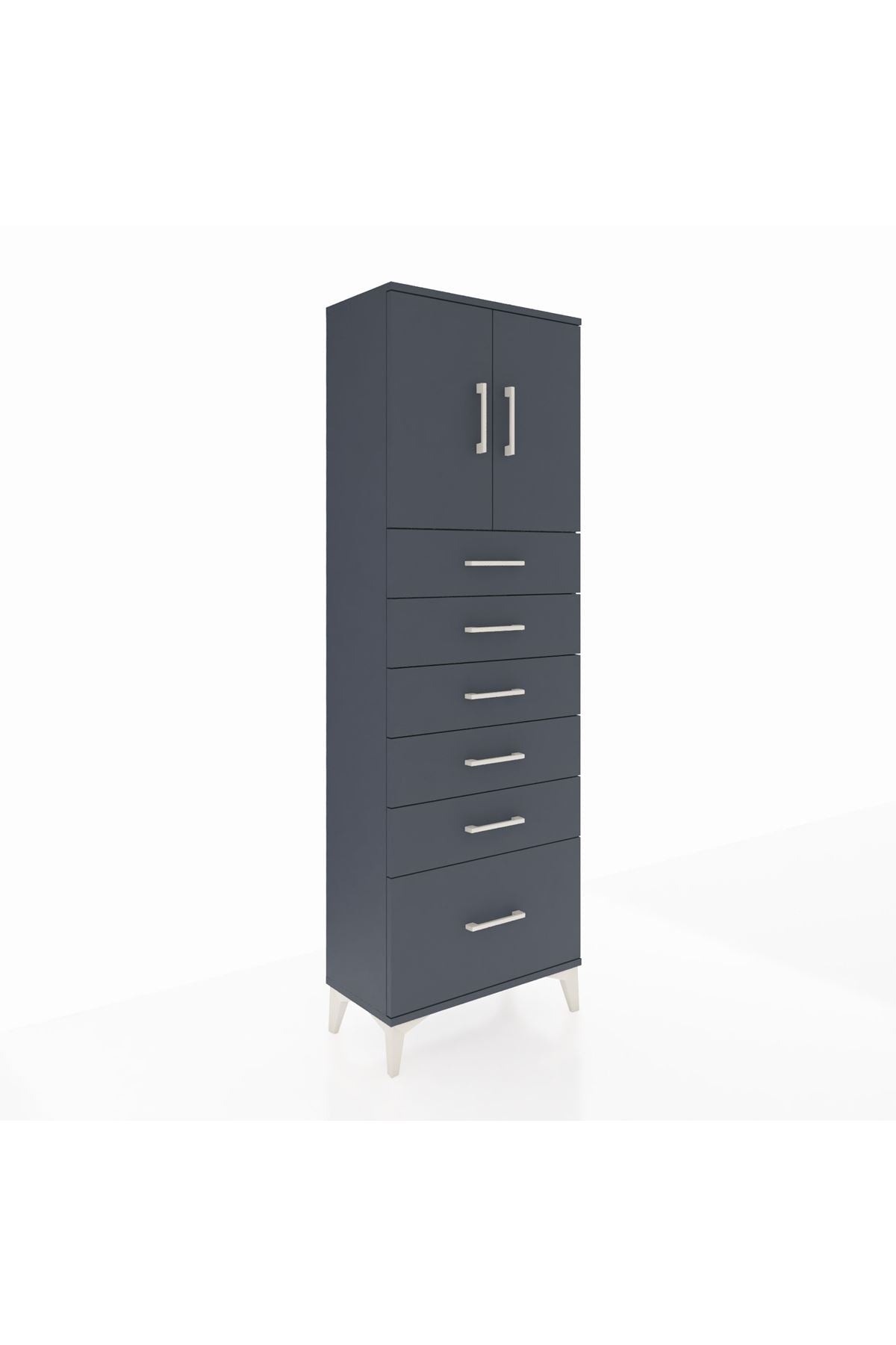 Arges Dolap 2 Raflı 6 Çekmeceli 2 Kapaklı 60x30x182 - S23M011V5A