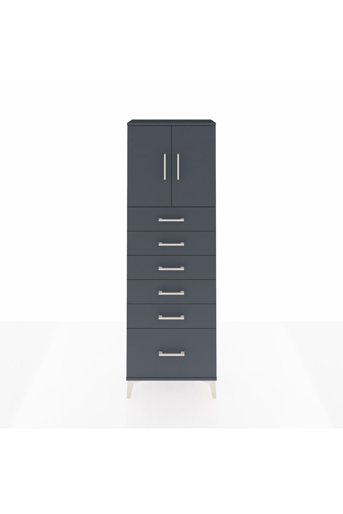 Arges Dolap 2 Raflı 6 Çekmeceli 2 Kapaklı 60x30x182 - S23M011V5A