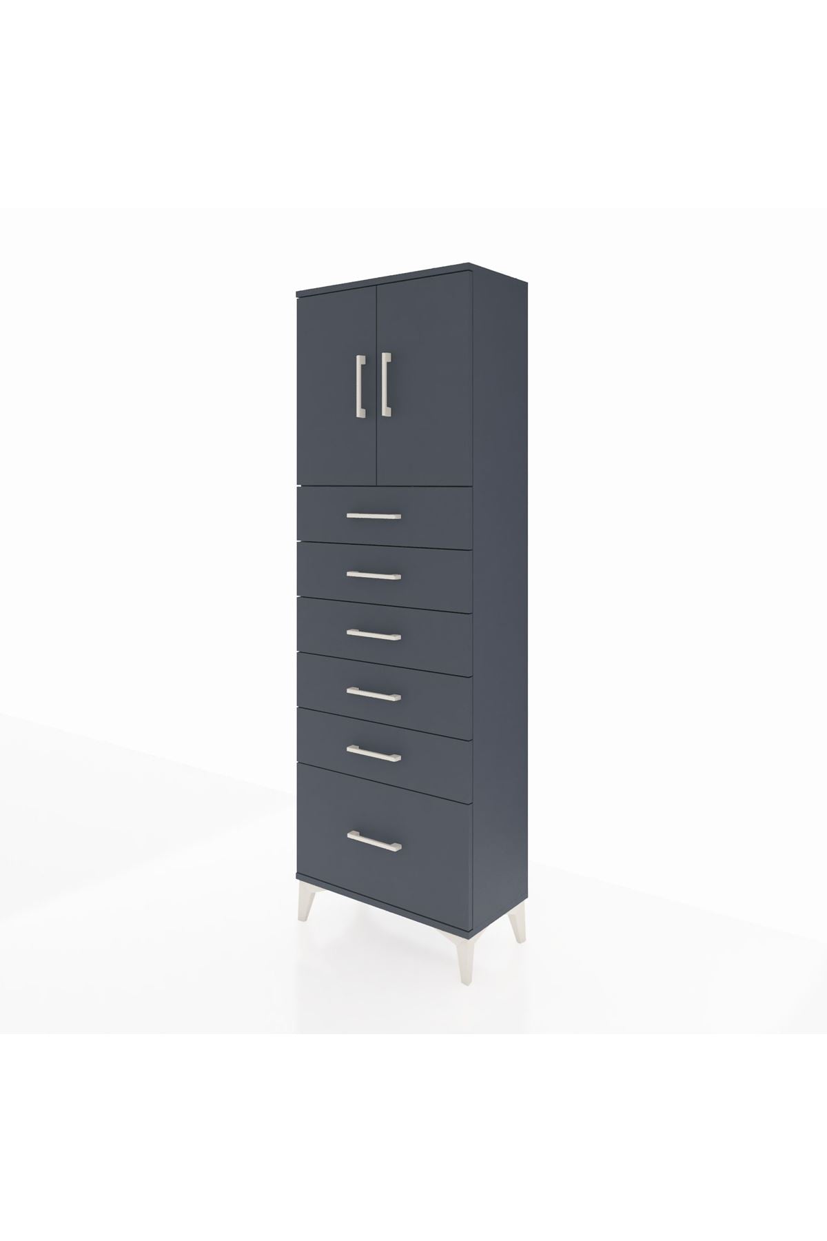 Arges Dolap 2 Raflı 6 Çekmeceli 2 Kapaklı 60x30x182 - S23M011V5A