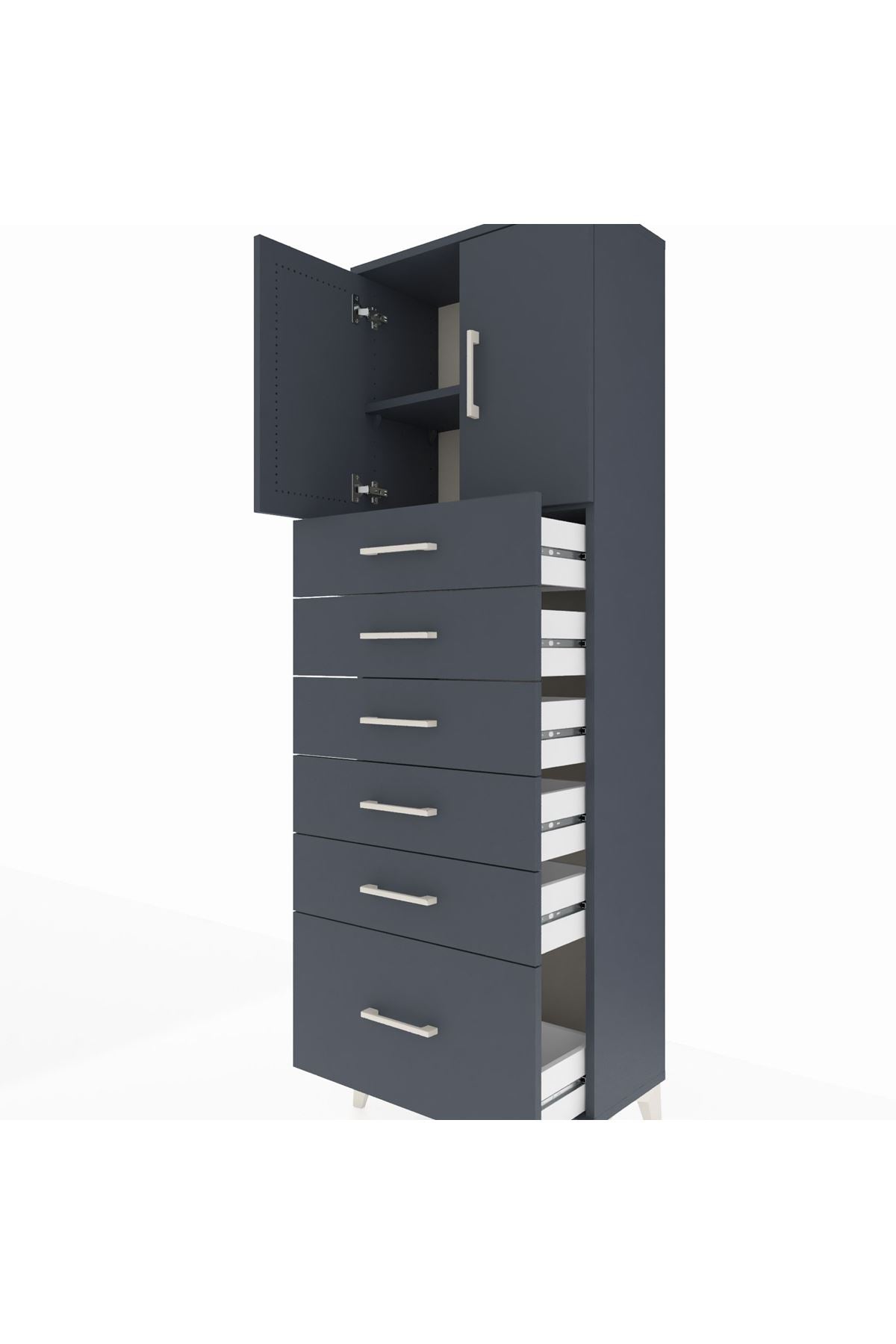 Arges Dolap 2 Raflı 6 Çekmeceli 2 Kapaklı 60x30x182 - S23M011V5A