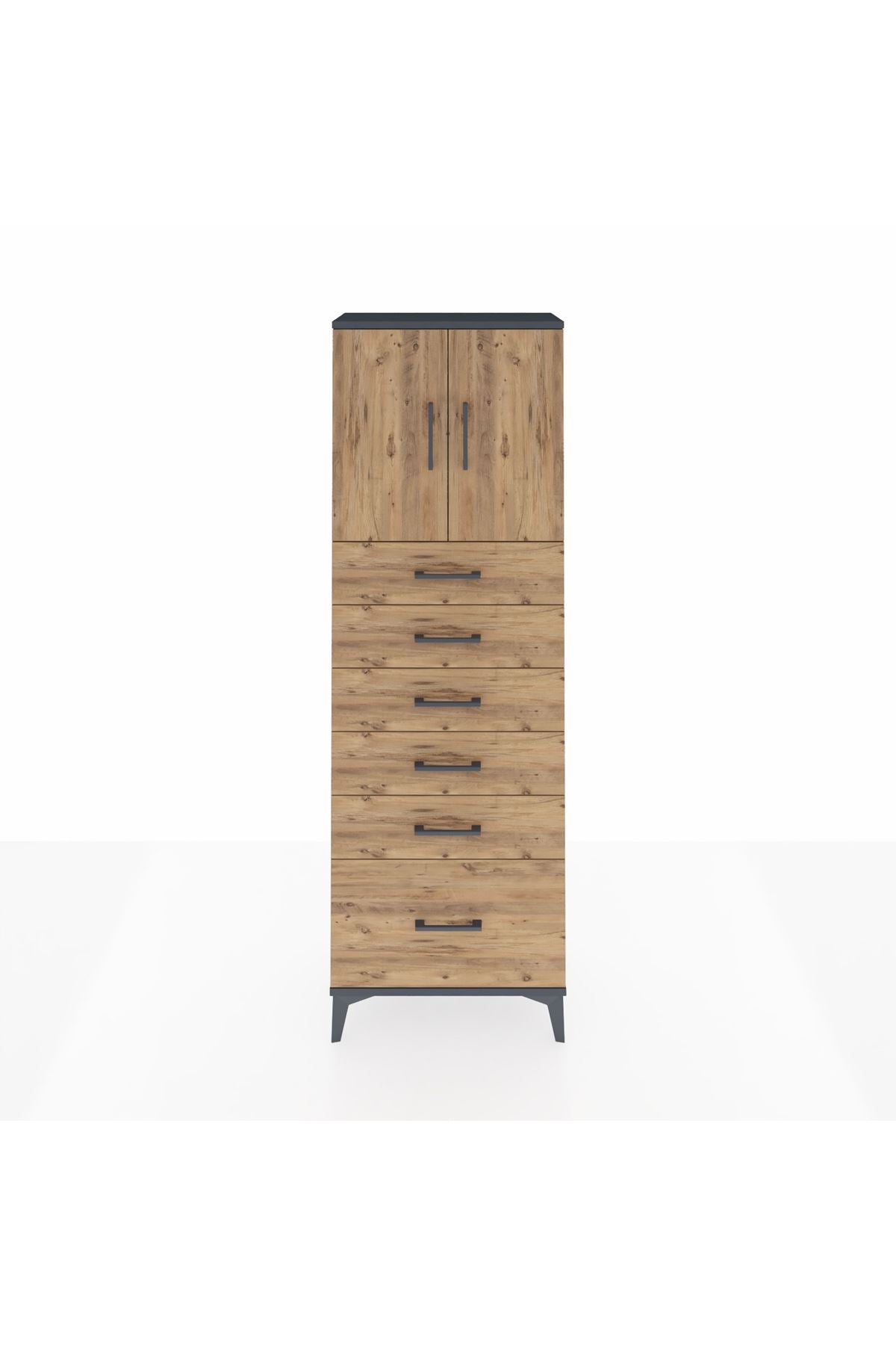 Arges Dolap 2 Raflı 6 Çekmeceli 2 Kapaklı 60x30x182 - S23M011V6A