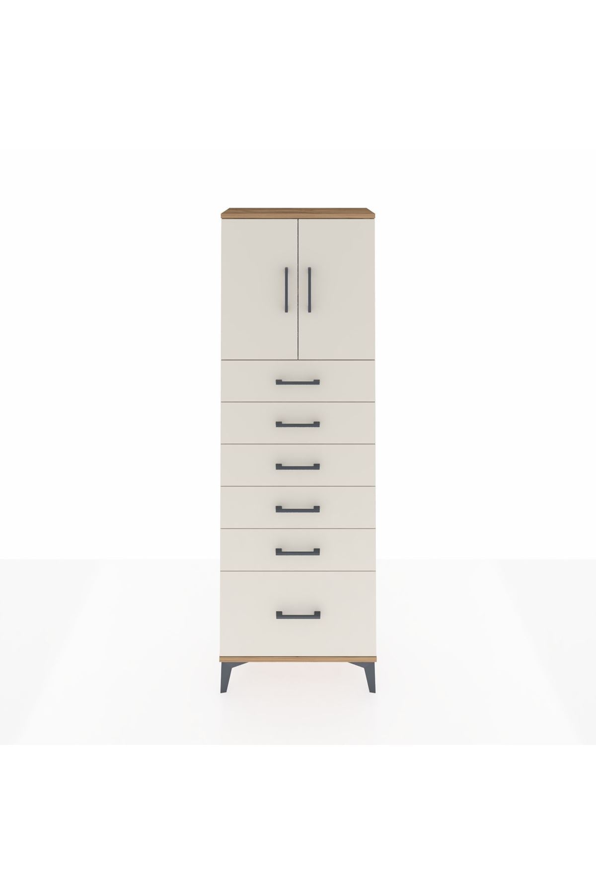 Arges Dolap 2 Raflı 6 Çekmeceli 2 Kapaklı 60x30x182 - S23M011V7A