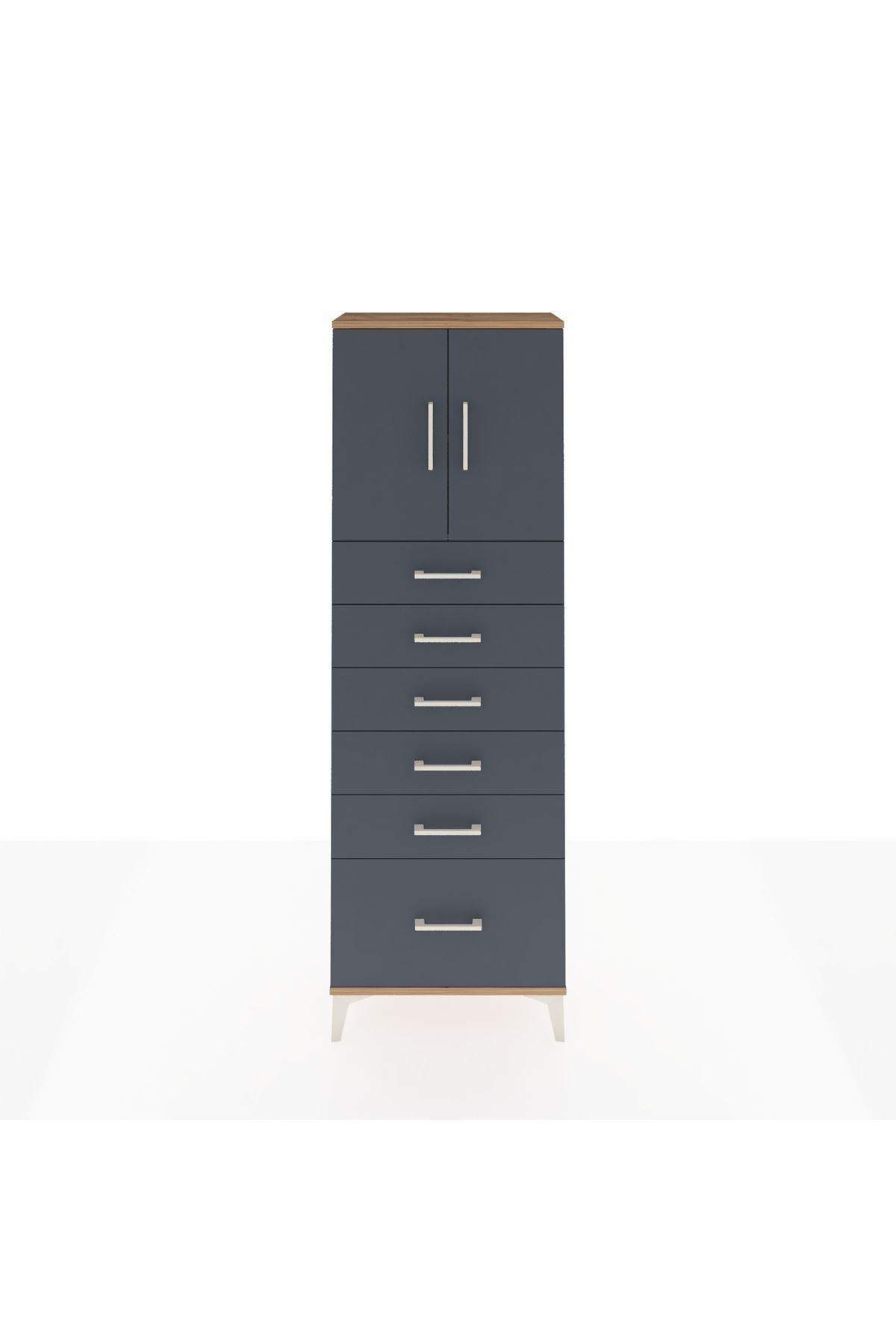 Arges Dolap 2 Raflı 6 Çekmeceli 2 Kapaklı 60x30x182 - S23M011V8A