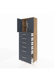 Arges Dolap 2 Raflı 6 Çekmeceli 2 Kapaklı 60x30x182 - S23M011V8A