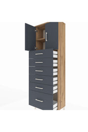 Arges Dolap 2 Raflı 6 Çekmeceli 2 Kapaklı 60x30x182 - S23M011V8A