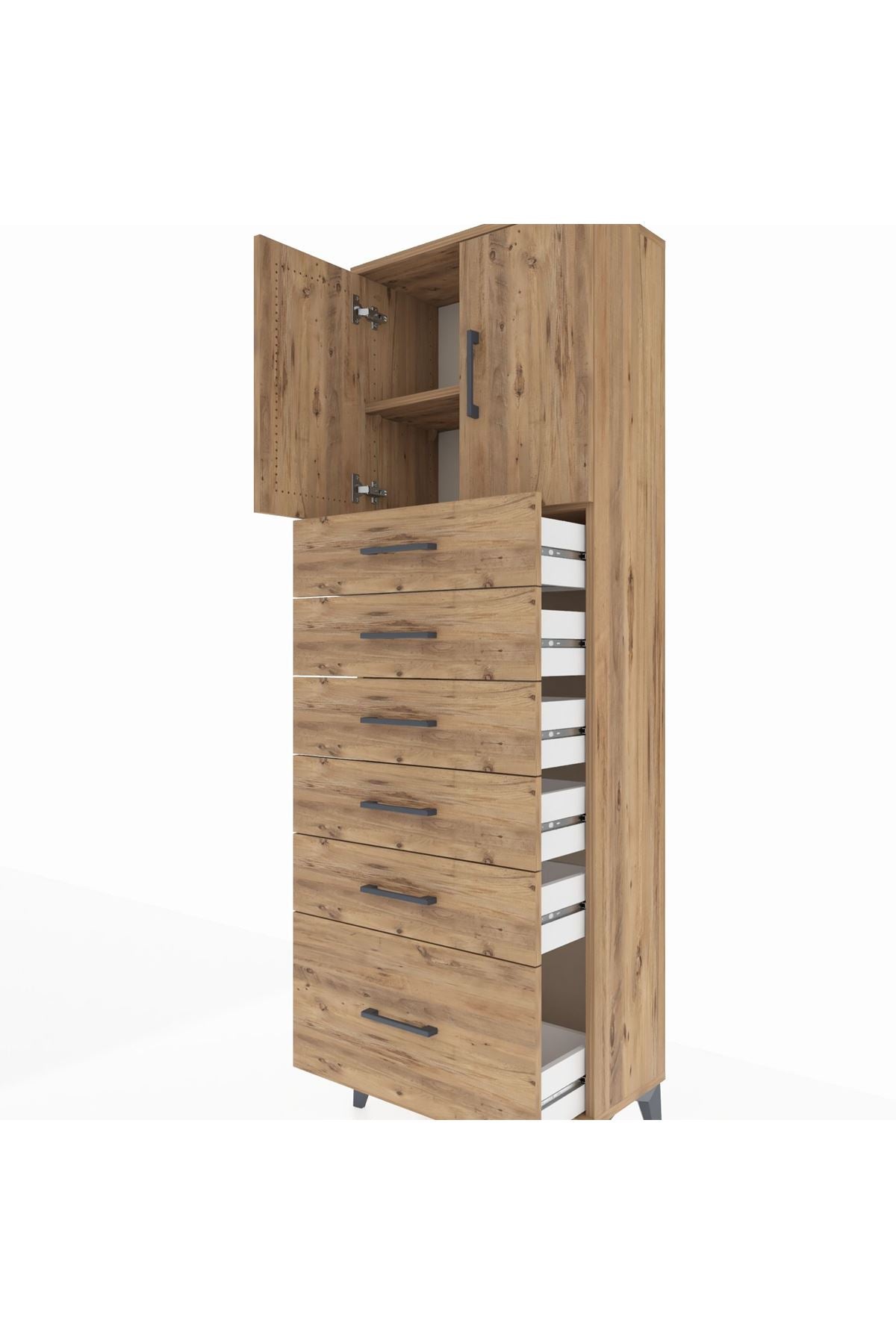 Arges Dolap 2 Raflı 6 Çekmeceli 2 Kapaklı 60x30x182 - S23M011V9A