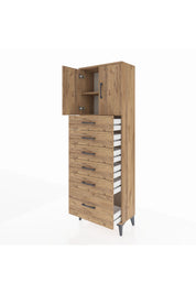 Arges Dolap 2 Raflı 6 Çekmeceli 2 Kapaklı 60x30x182 - S23M011V9A