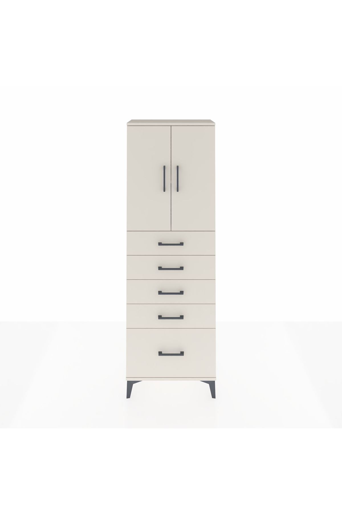 Arges Dolap 2 Raflı 5 Çekmeceli 2 Kapaklı 60x30x182 - S23M012V1A