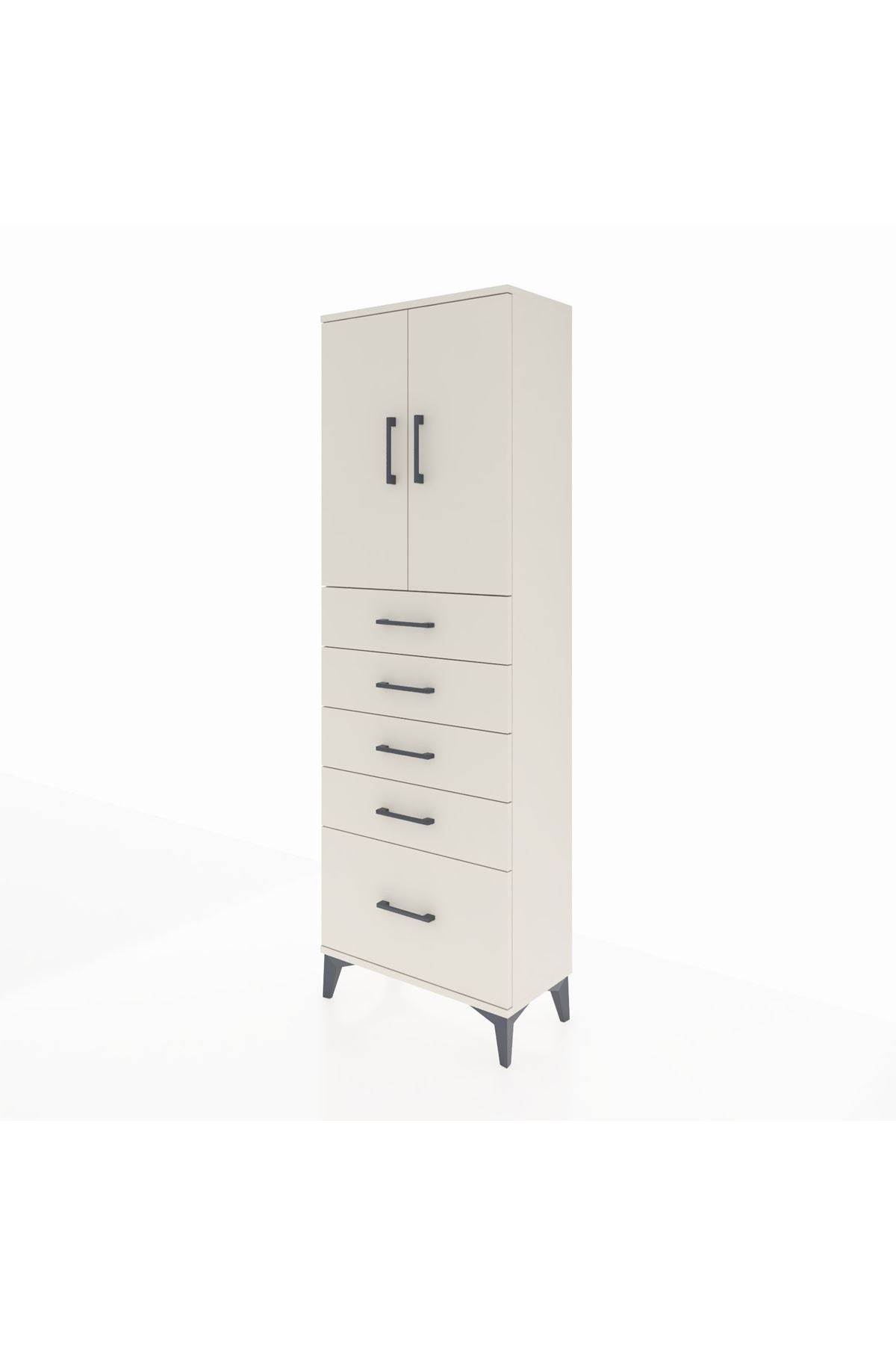 Arges Dolap 2 Raflı 5 Çekmeceli 2 Kapaklı 60x30x182 - S23M012V1A