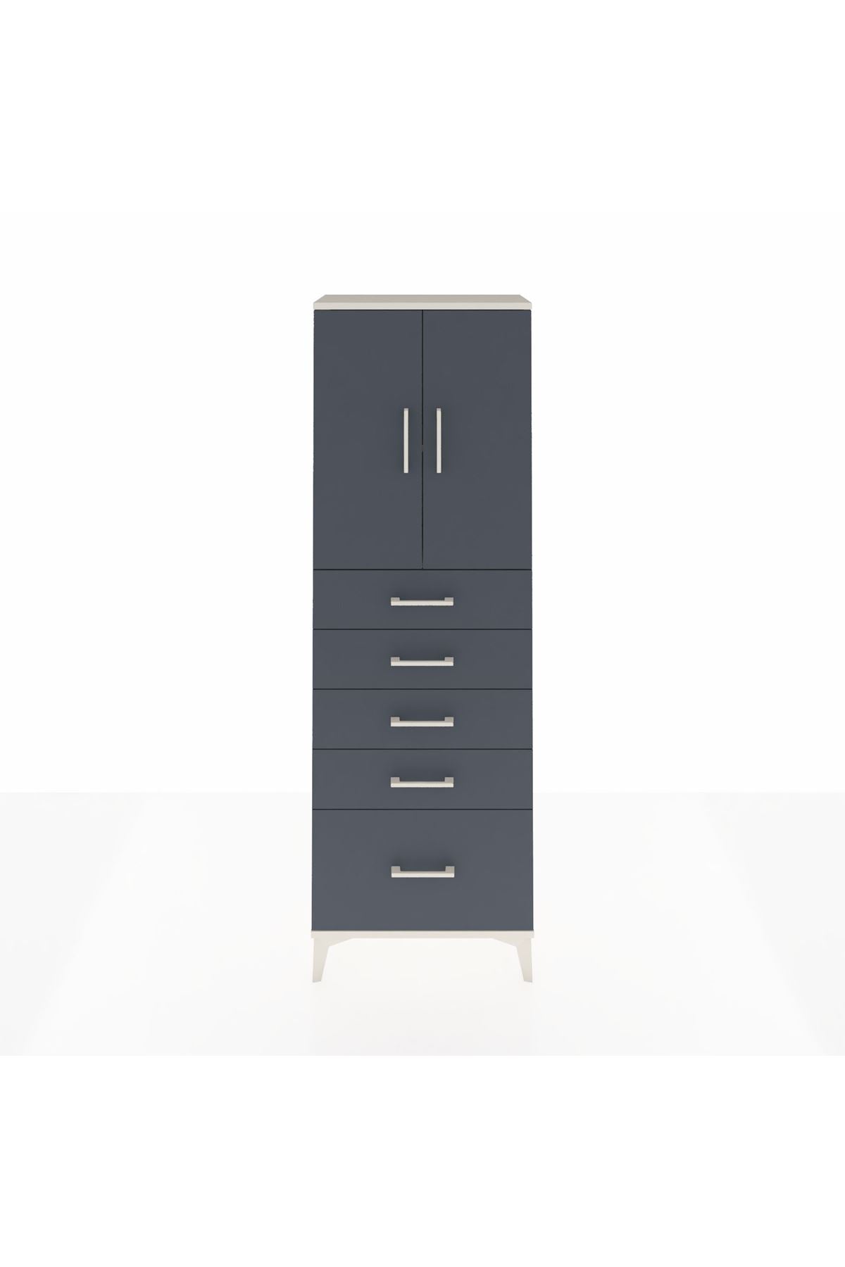 Arges Dolap 2 Raflı 5 Çekmeceli 2 Kapaklı 60x30x182 - S23M012V2A