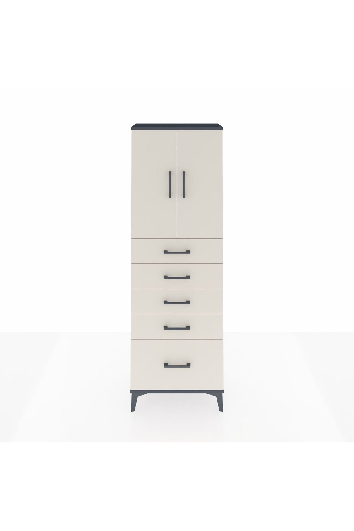 Arges Dolap 2 Raflı 5 Çekmeceli 2 Kapaklı 60x30x182 - S23M012V4A