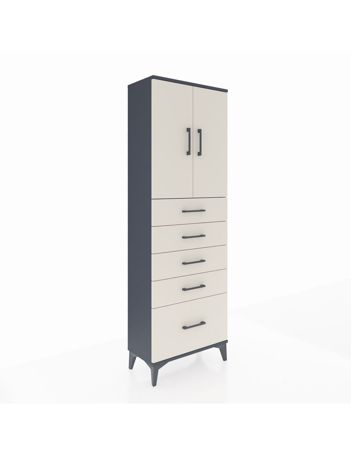 Arges Dolap 2 Raflı 5 Çekmeceli 2 Kapaklı 60x30x182 - S23M012V4A