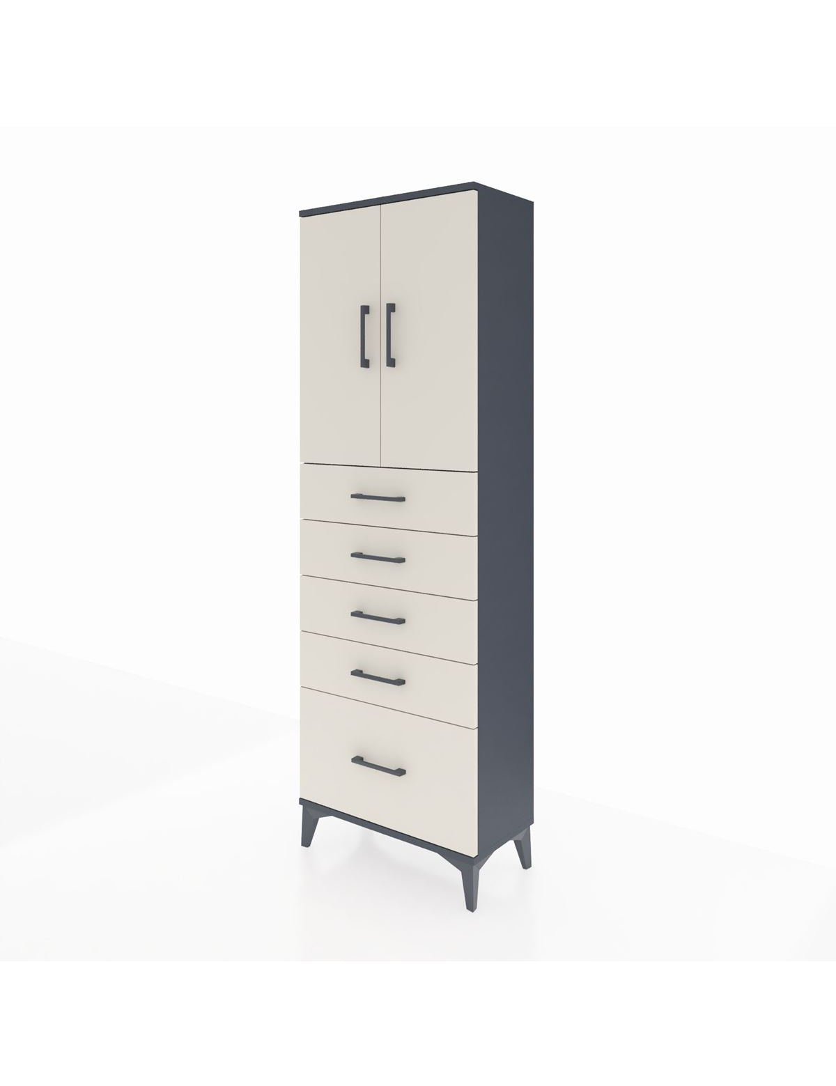 Arges Dolap 2 Raflı 5 Çekmeceli 2 Kapaklı 60x30x182 - S23M012V4A