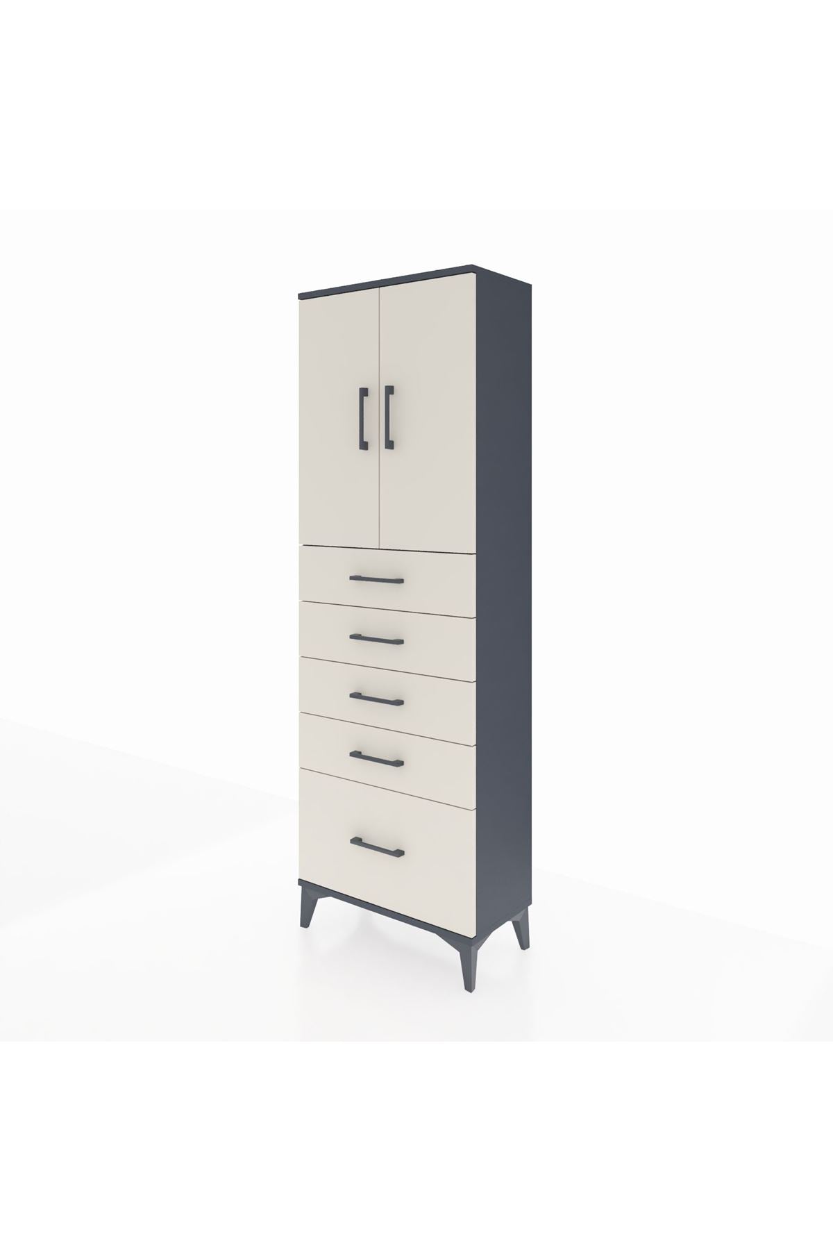 Arges Dolap 2 Raflı 5 Çekmeceli 2 Kapaklı 60x30x182 - S23M012V4A