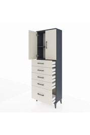 Arges Dolap 2 Raflı 5 Çekmeceli 2 Kapaklı 60x30x182 - S23M012V4A