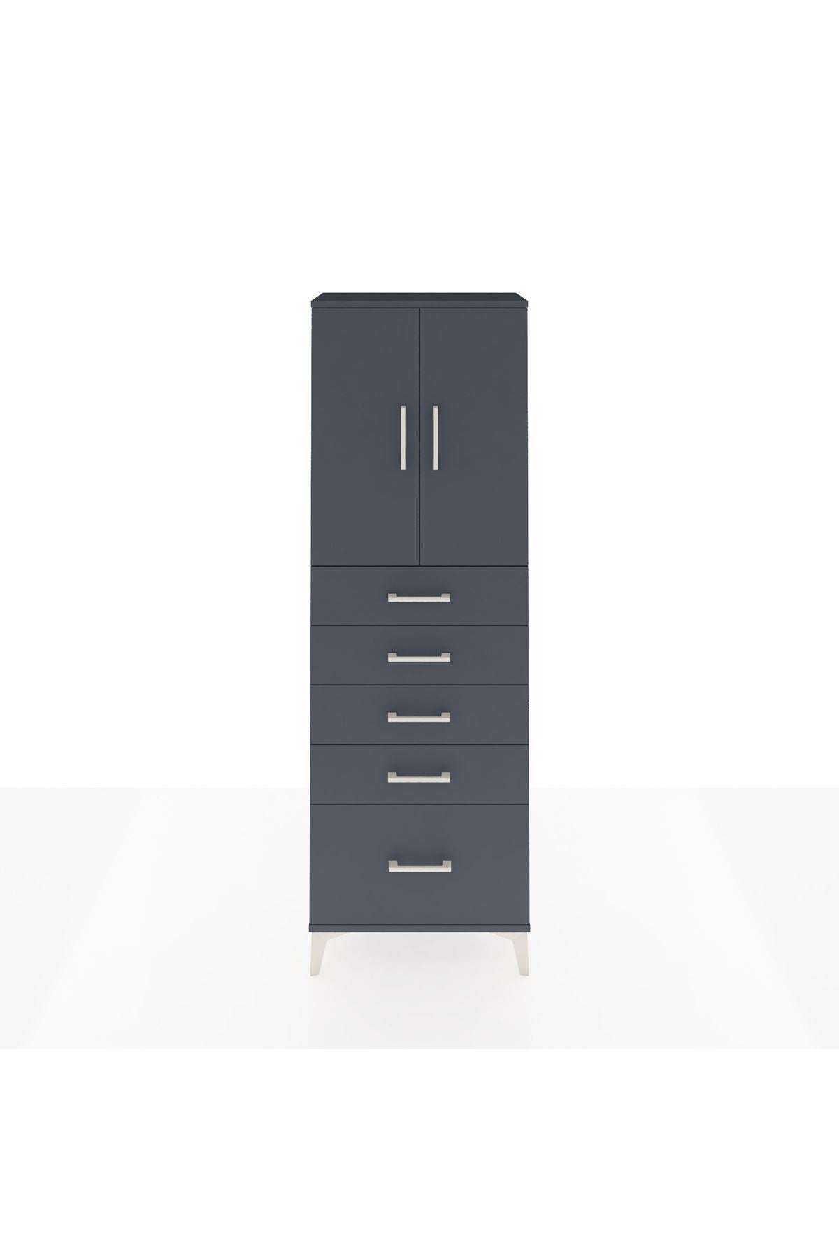 Arges Dolap 2 Raflı 5 Çekmeceli 2 Kapaklı 60x30x182 - S23M012V5A