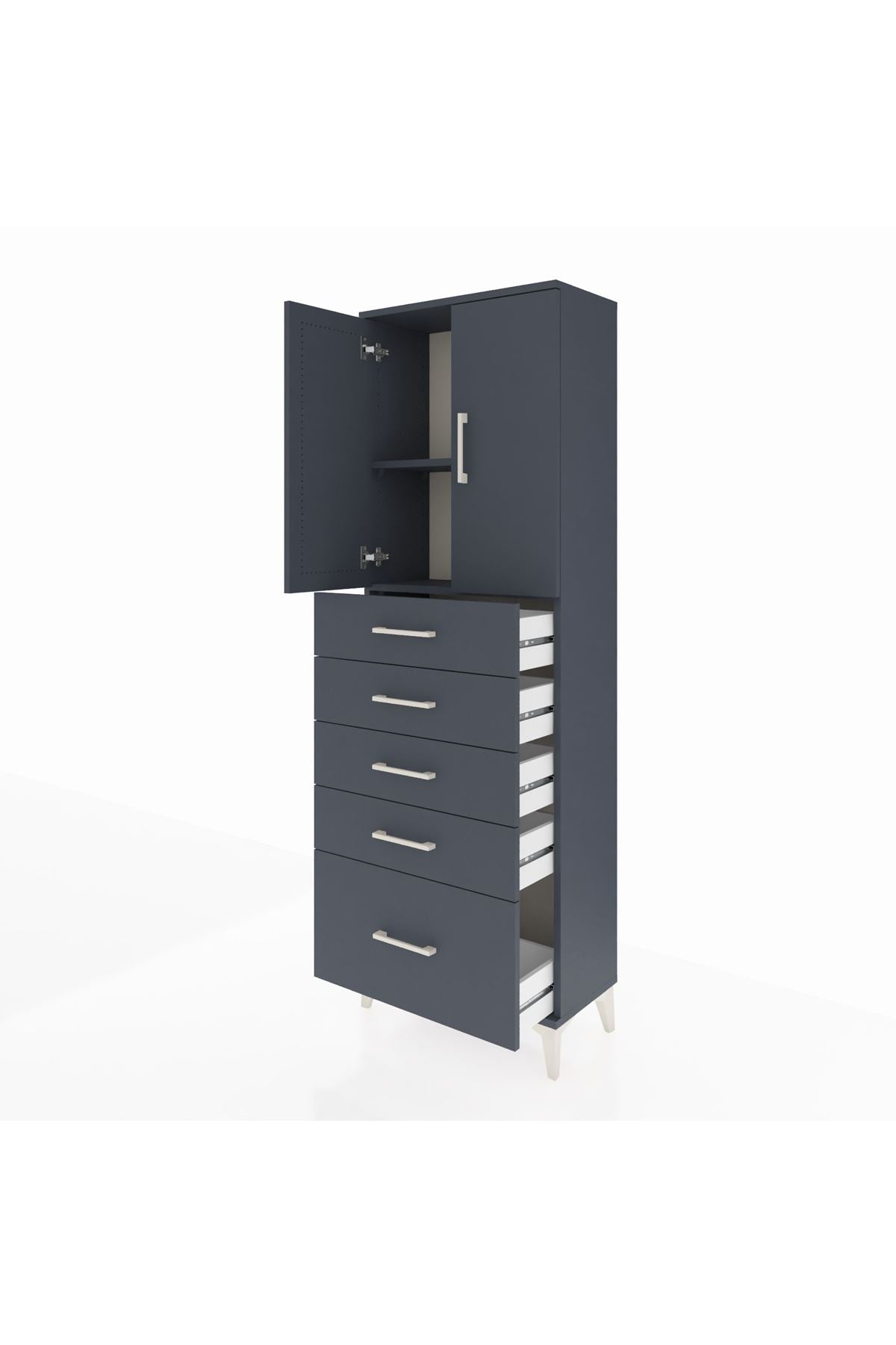 Arges Dolap 2 Raflı 5 Çekmeceli 2 Kapaklı 60x30x182 - S23M012V5A