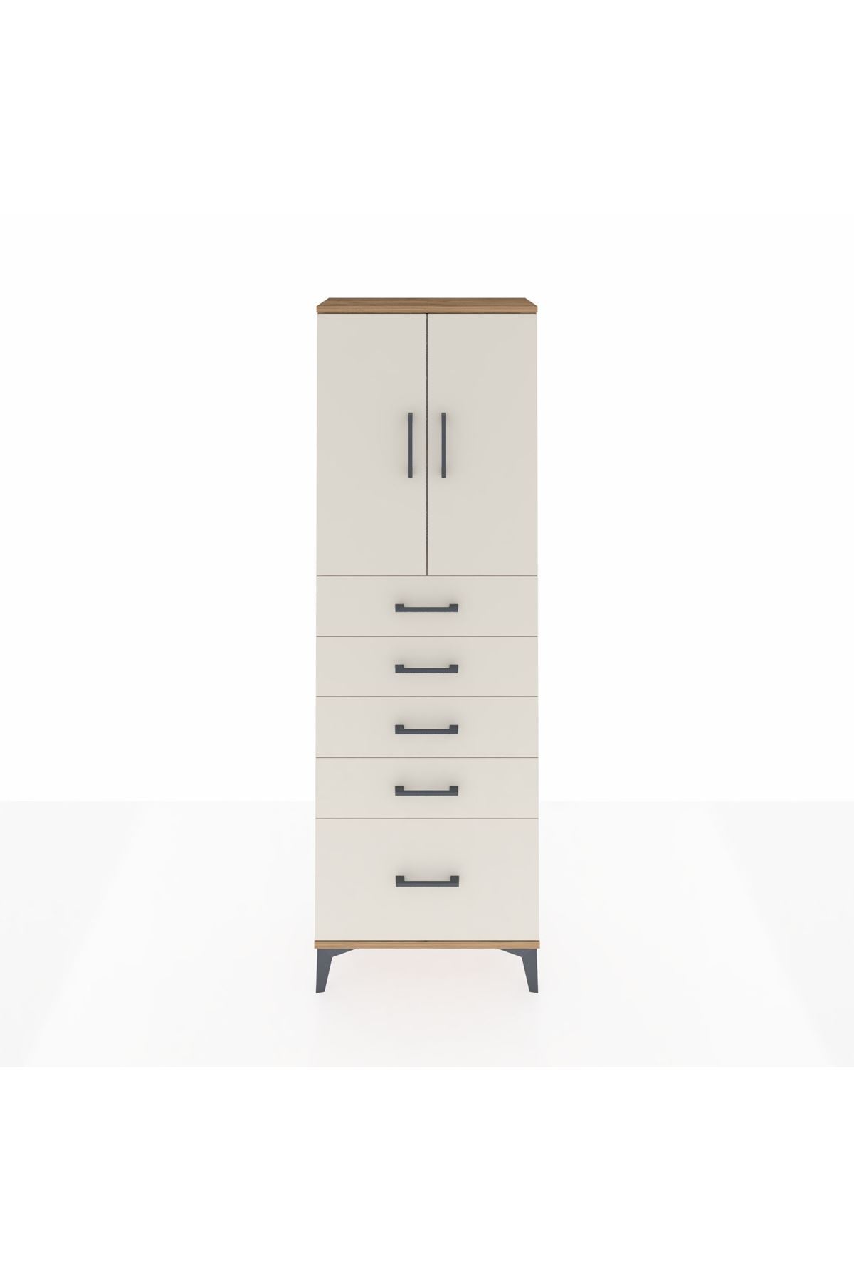 Arges Dolap 2 Raflı 5 Çekmeceli 2 Kapaklı 60x30x182 - S23M012V7A