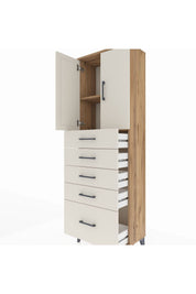 Arges Dolap 2 Raflı 5 Çekmeceli 2 Kapaklı 60x30x182 - S23M012V7A