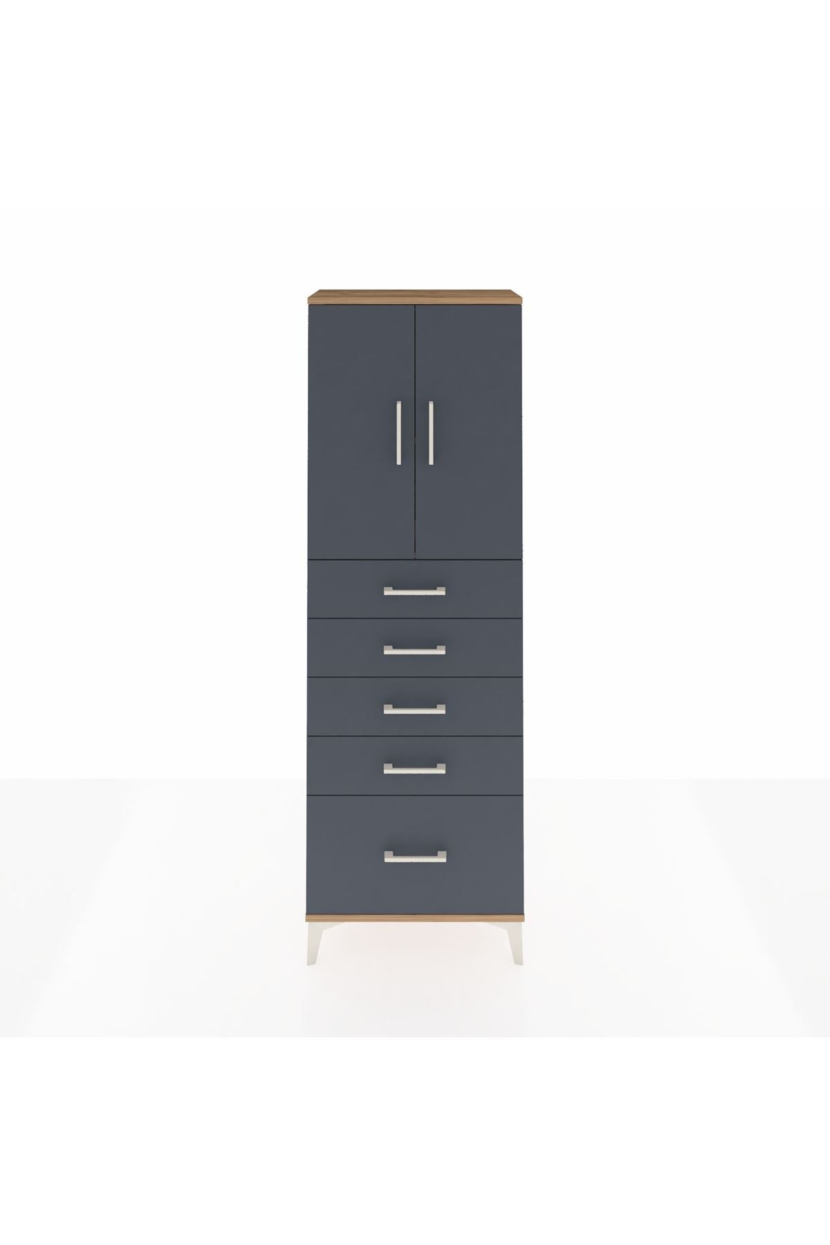 Arges Dolap 2 Raflı 5 Çekmeceli 2 Kapaklı 60x30x182 - S23M012V8A