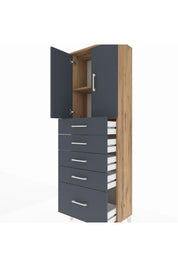 Arges Dolap 2 Raflı 5 Çekmeceli 2 Kapaklı 60x30x182 - S23M012V8A