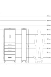 Arges Dolap 2 Raflı 5 Çekmeceli 2 Kapaklı 60x30x182 - S23M012V8A