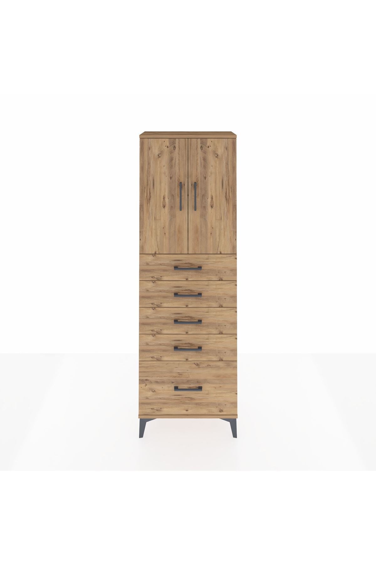 Arges Dolap 2 Raflı 5 Çekmeceli 2 Kapaklı 60x30x182 - S23M012V9A