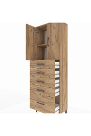 Arges Dolap 2 Raflı 5 Çekmeceli 2 Kapaklı 60x30x182 - S23M012V9A