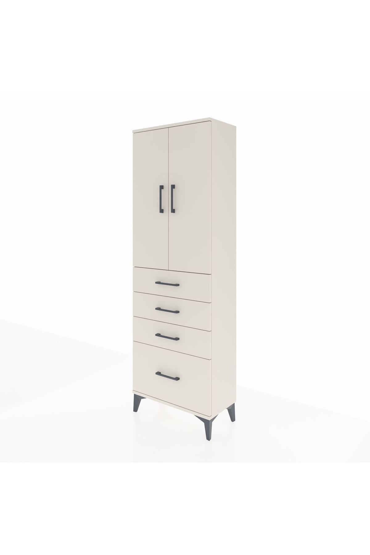 Arges Dolap 2 Raflı 4 Çekmeceli 2 Kapaklı 60x30x182 - S23M013V1A