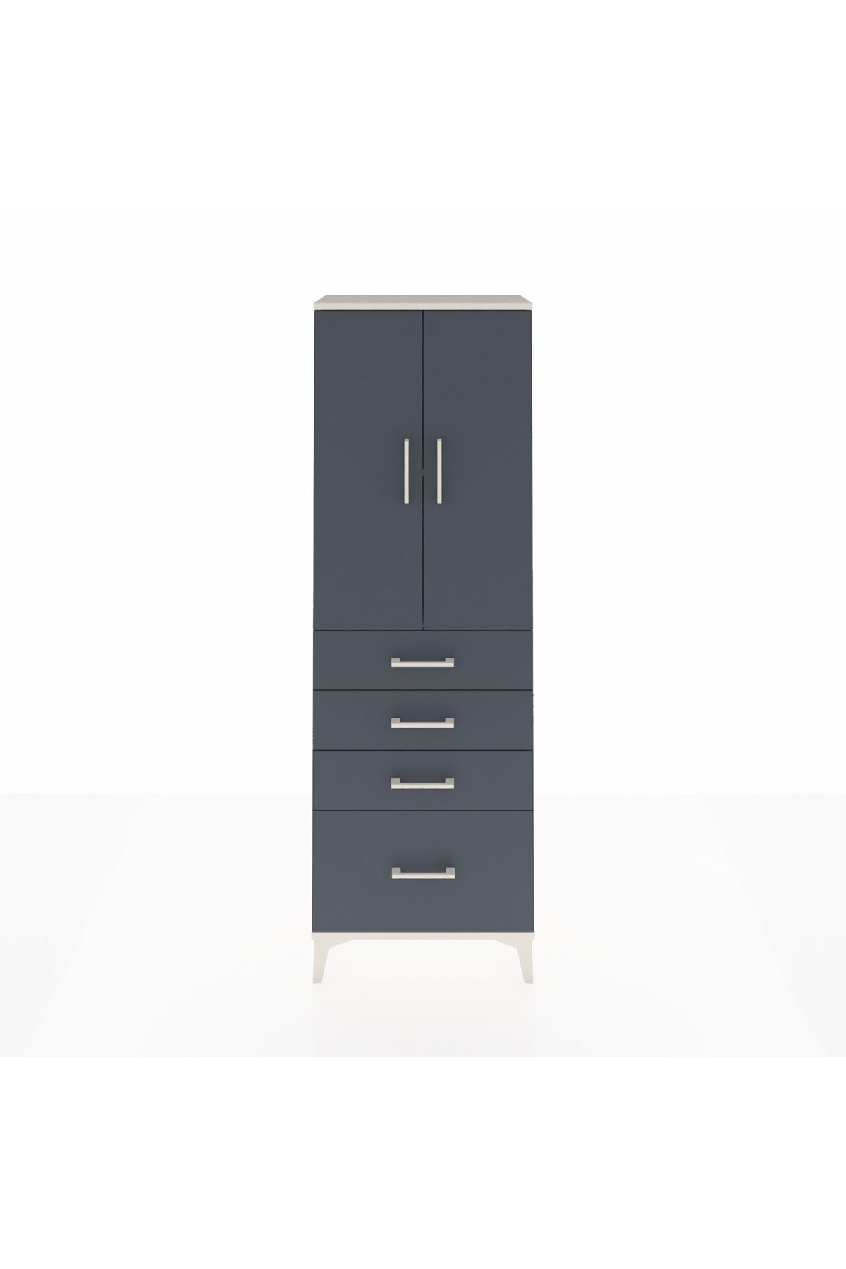 Arges Dolap 2 Raflı 4 Çekmeceli 2 Kapaklı 60x30x182 - S23M013V2A