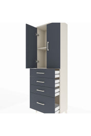 Arges Dolap 2 Raflı 4 Çekmeceli 2 Kapaklı 60x30x182 - S23M013V2A