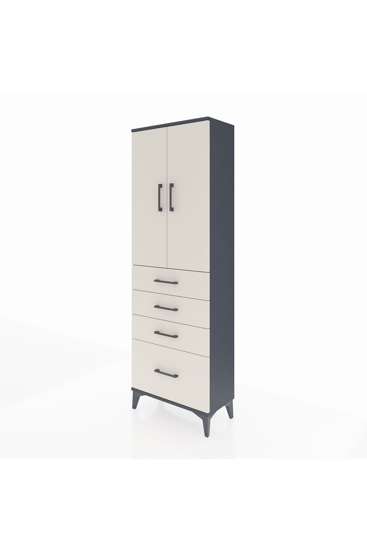 Arges Dolap 2 Raflı 4 Çekmeceli 2 Kapaklı 60x30x182 - S23M013V4A